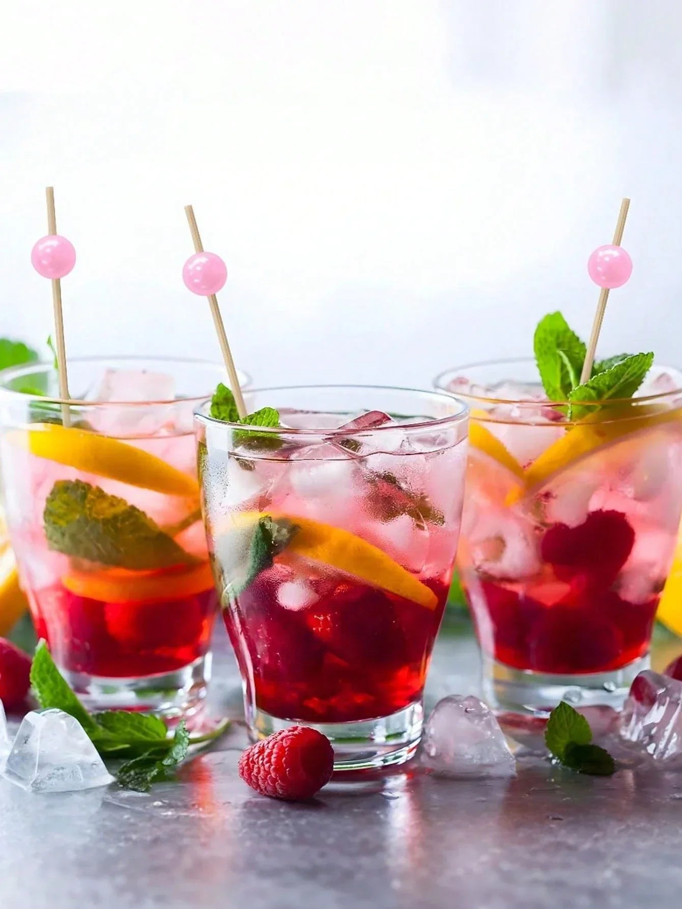 100pcs Pink Pearl Fruit Skewers