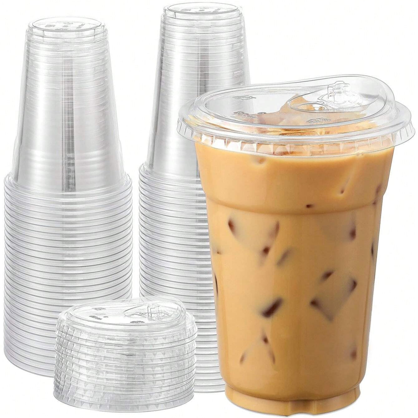 Clear PET Plastic Cups with Lids