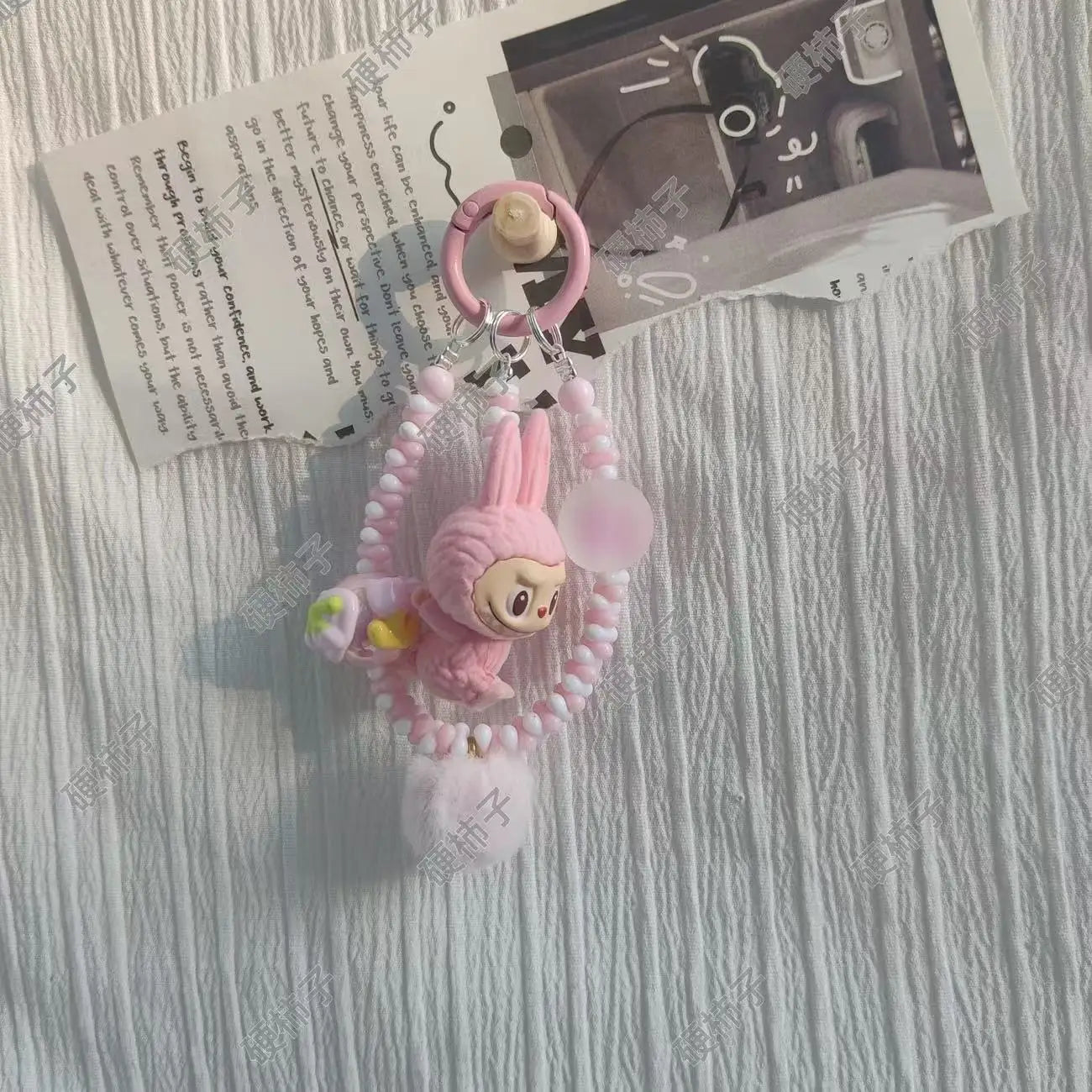 Labubu Yoga Mini Flocking Keychain Pendant