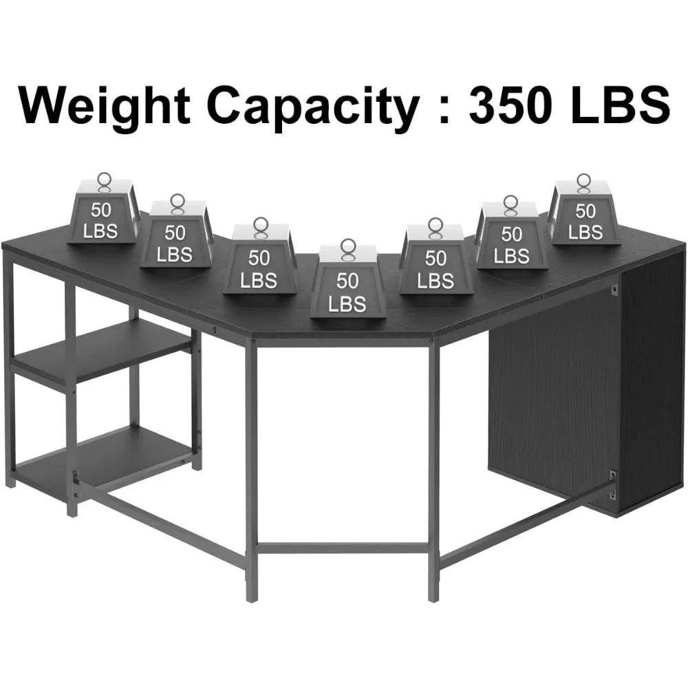 Black L-Shaped Executive Desk