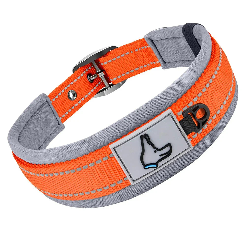 Padded Reflective Nylon Dog Collar