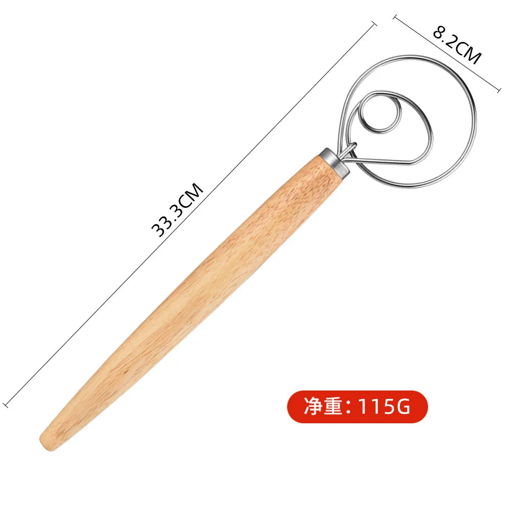 Wooden Handle Danish Dough Whisk