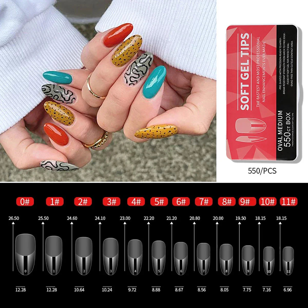 550Pcs Gel Nail Tips Set