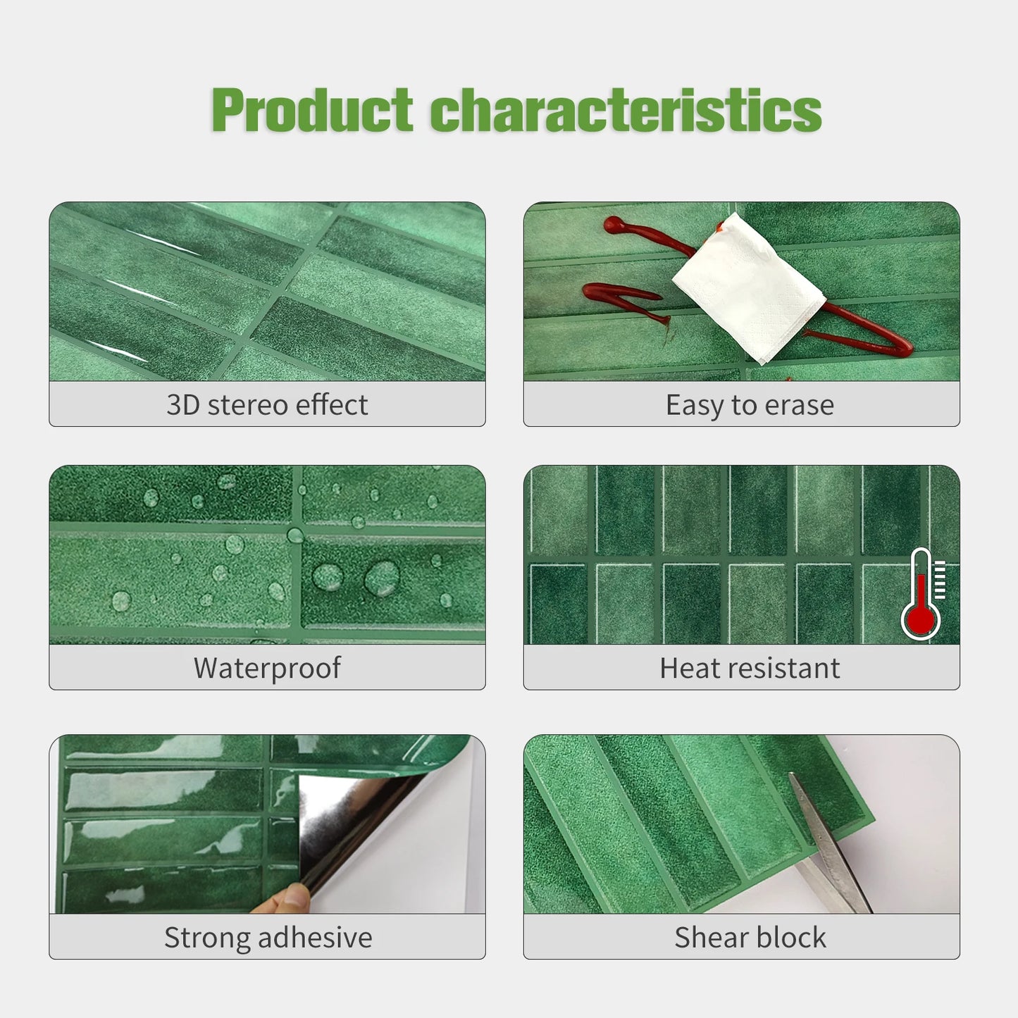 10pcs Waterproof Peel & Stick Wall Tiles