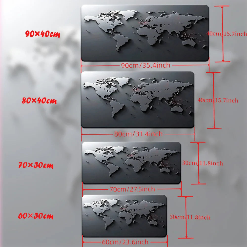 XGZ XXL Grey World Map Mousepad