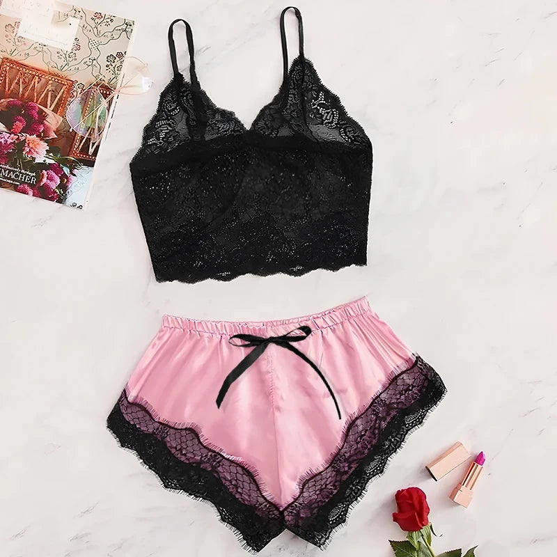 Women's Lace Lingerie Sleepwear Set