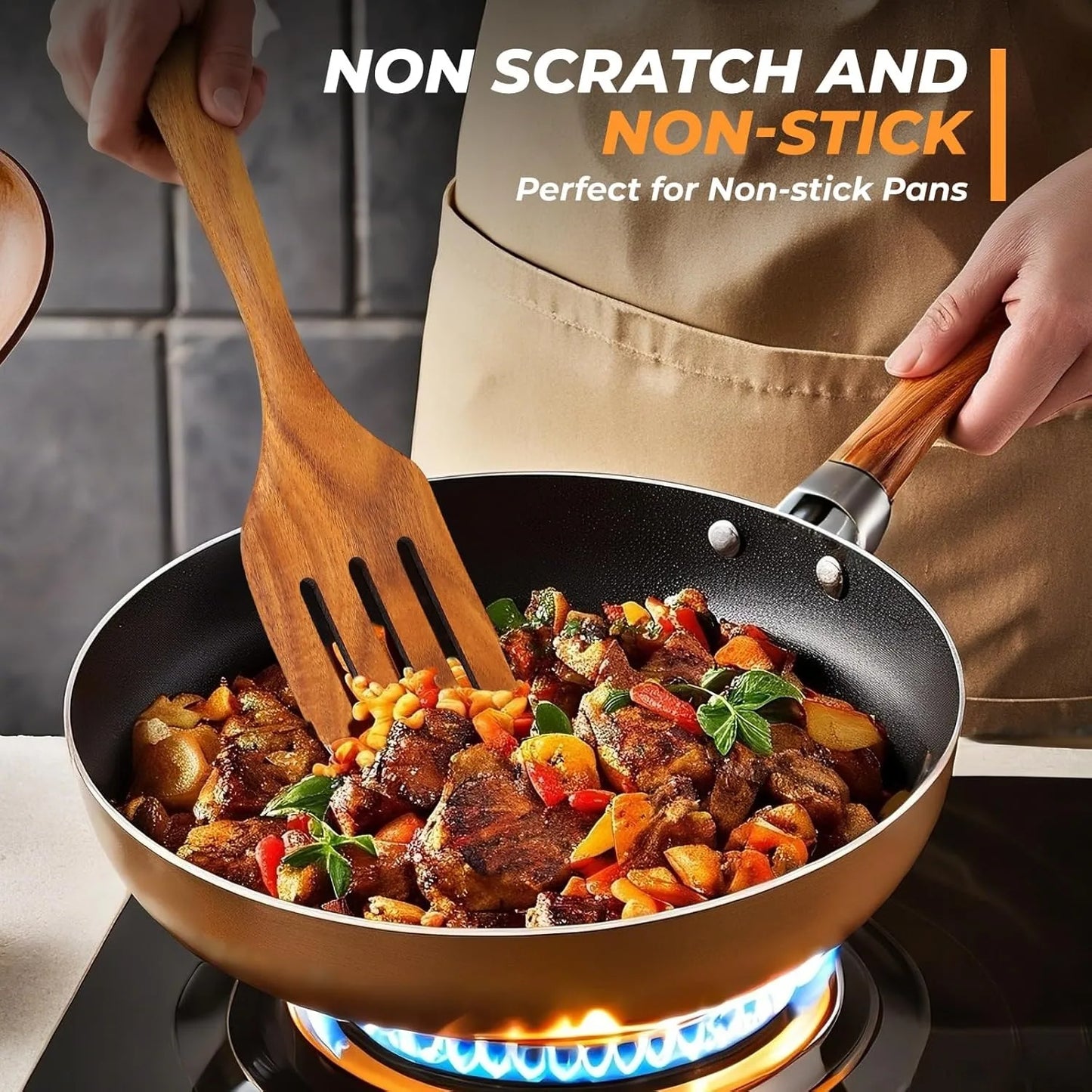 Nonstick Safe Wooden Spatulas