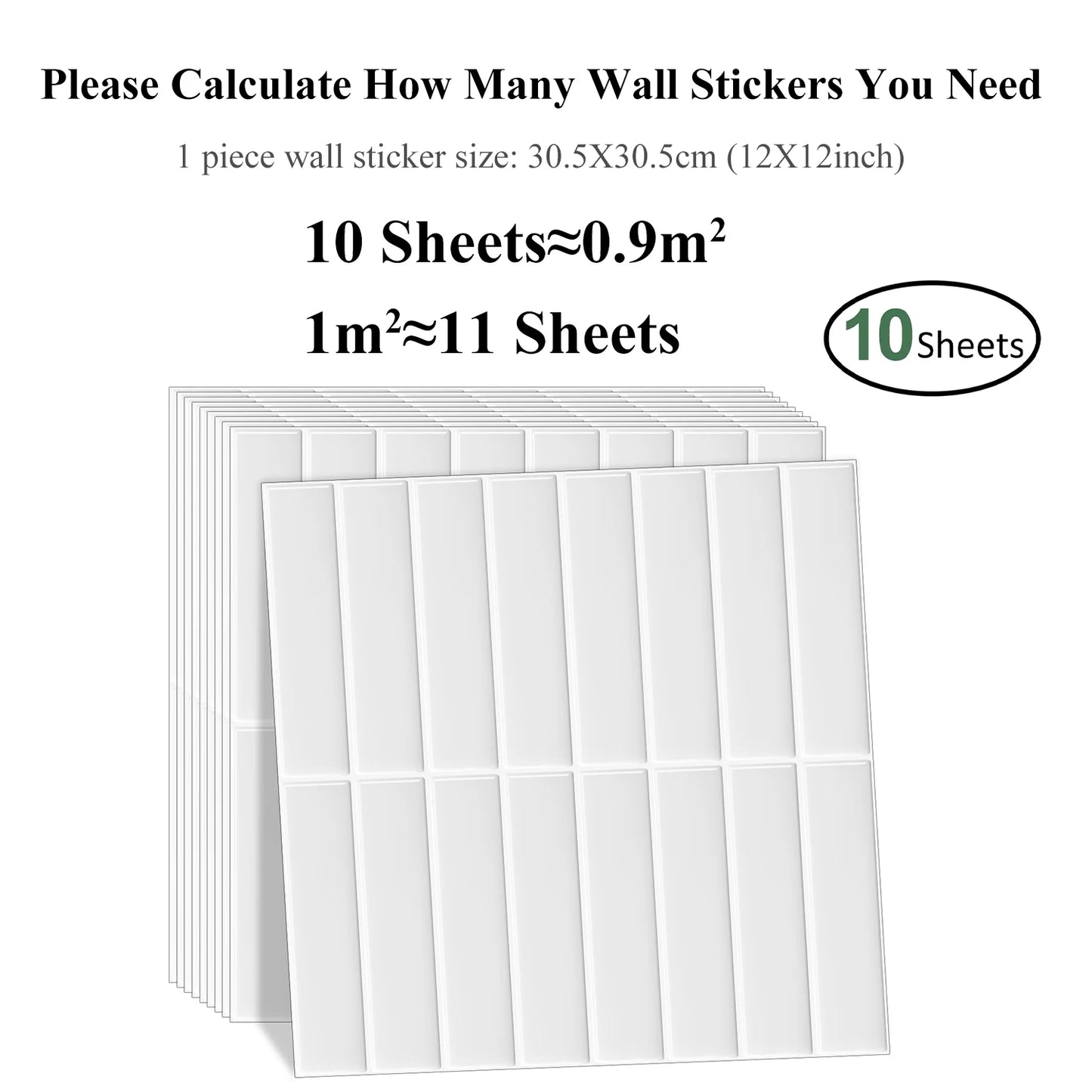 10pcs Waterproof Peel & Stick Wall Tiles