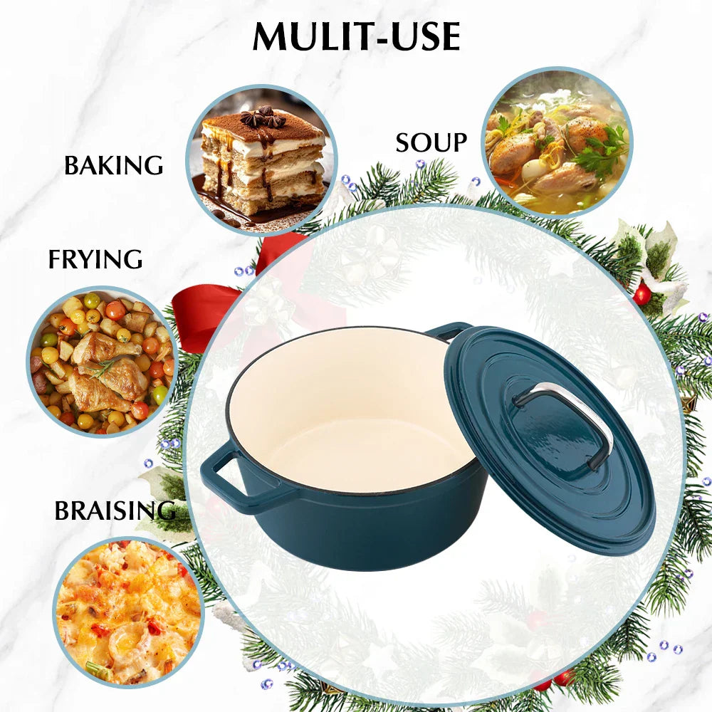 Blue Enamel Cast Iron Dutch Oven