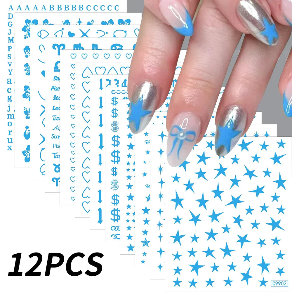 12Sheet Cartoon Stitch Nail Stickers
