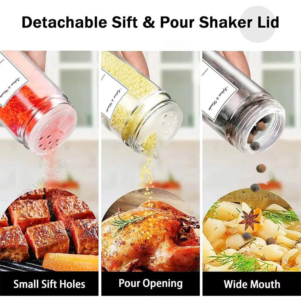 12pcs Glass Spice Jars with Bamboo Lids