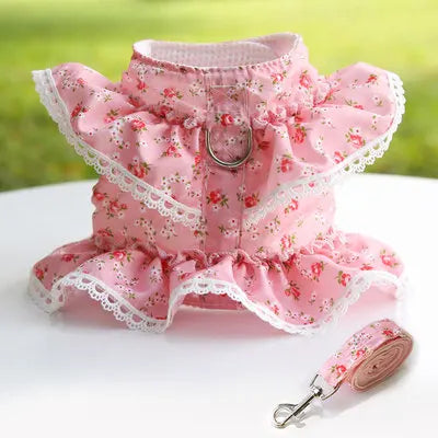 KAJIPET Lace Floral Pet Harness Set