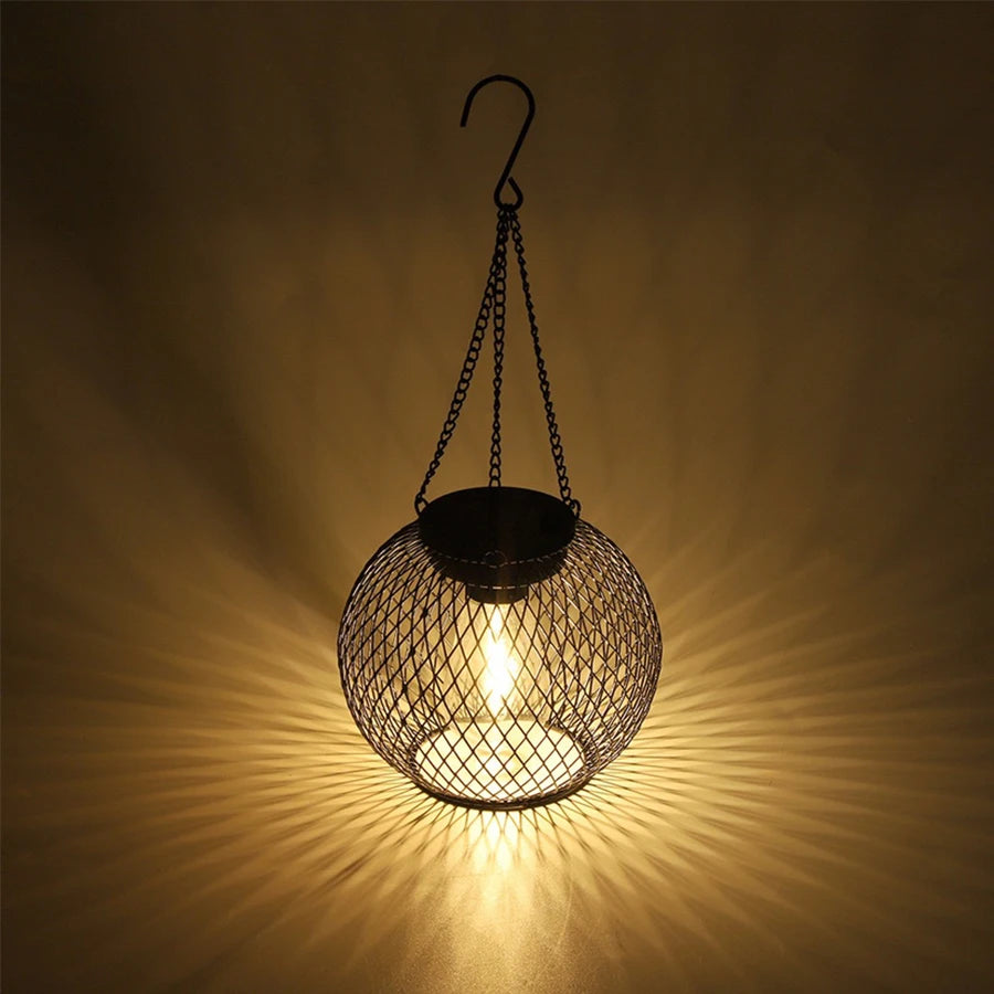Outdoor Solar Hanging Iron Lantern