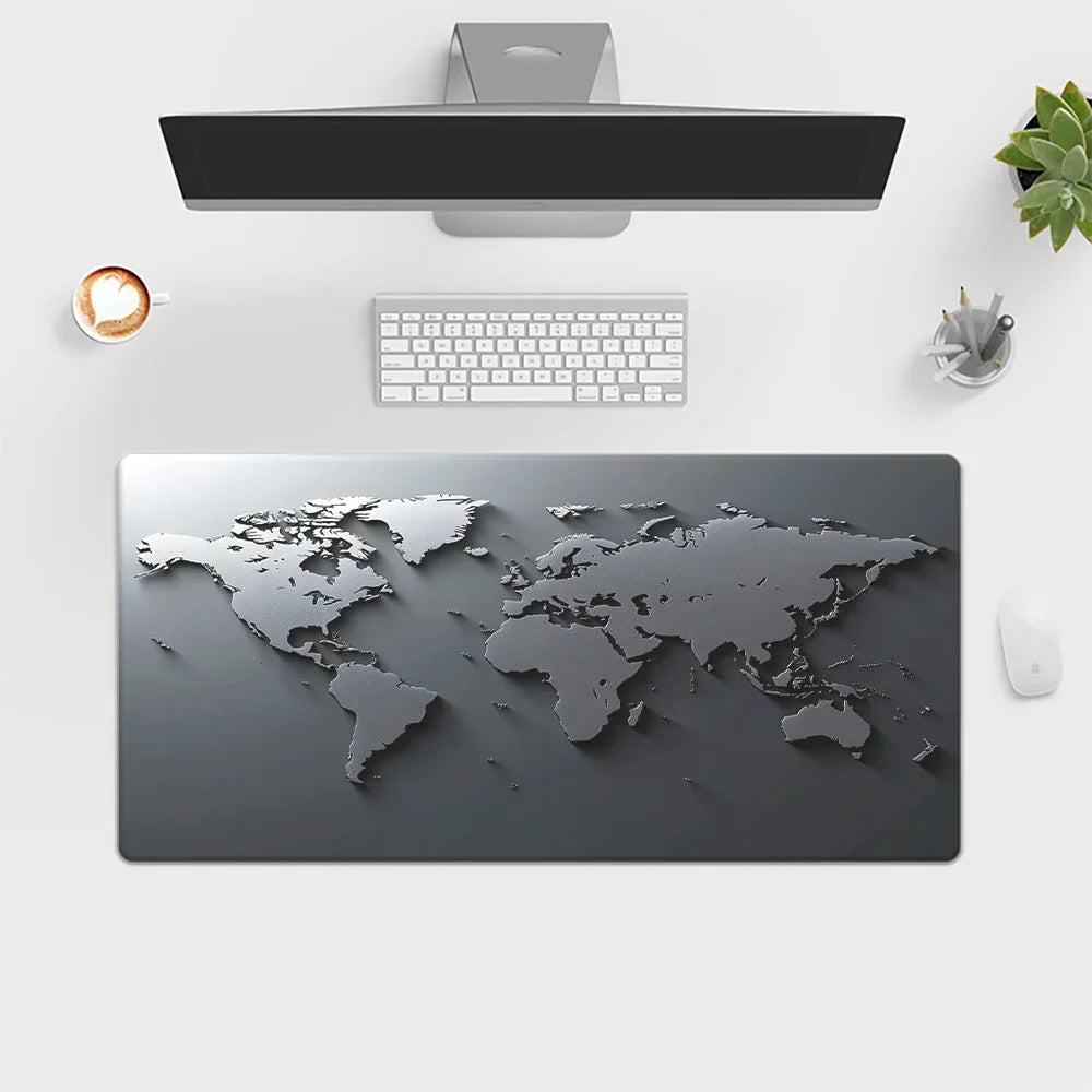 XGZ XXL Grey World Map Mousepad