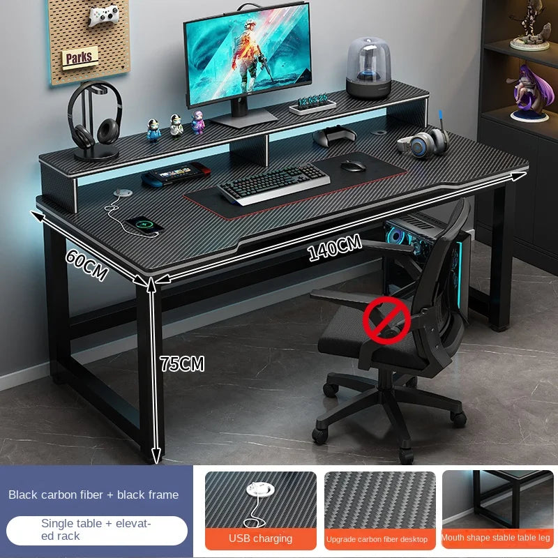 OLOEY European Black Metal Computer Desk