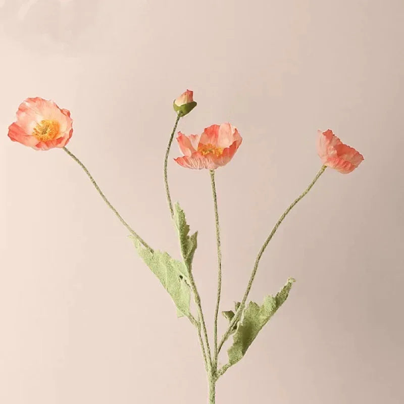 Silk Poppy Flower Branch