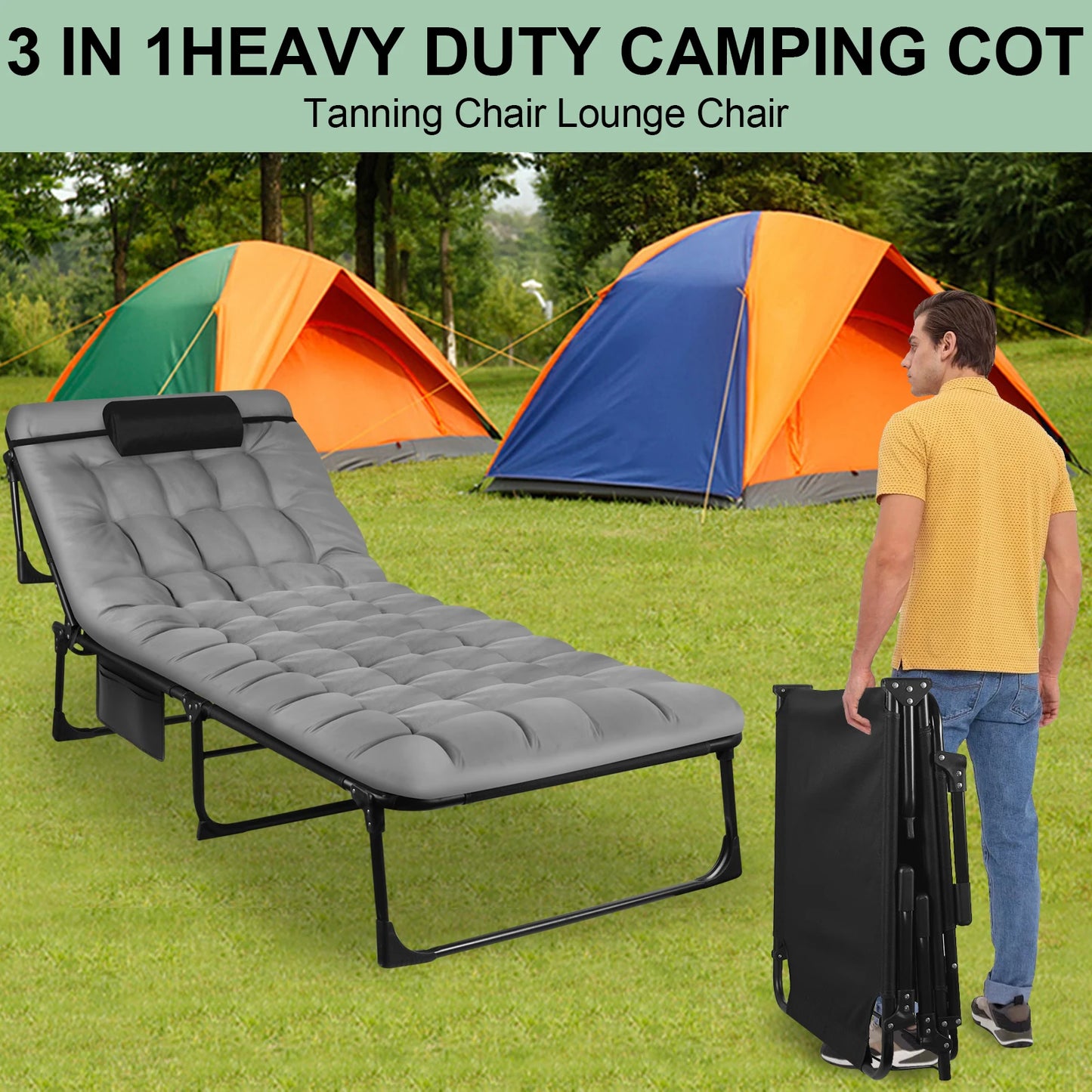 3-Position Portable Camping Cot