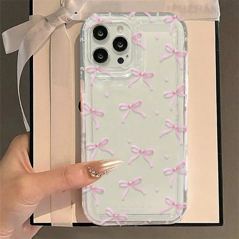 Cute Pink Heart Bow iPhone Case