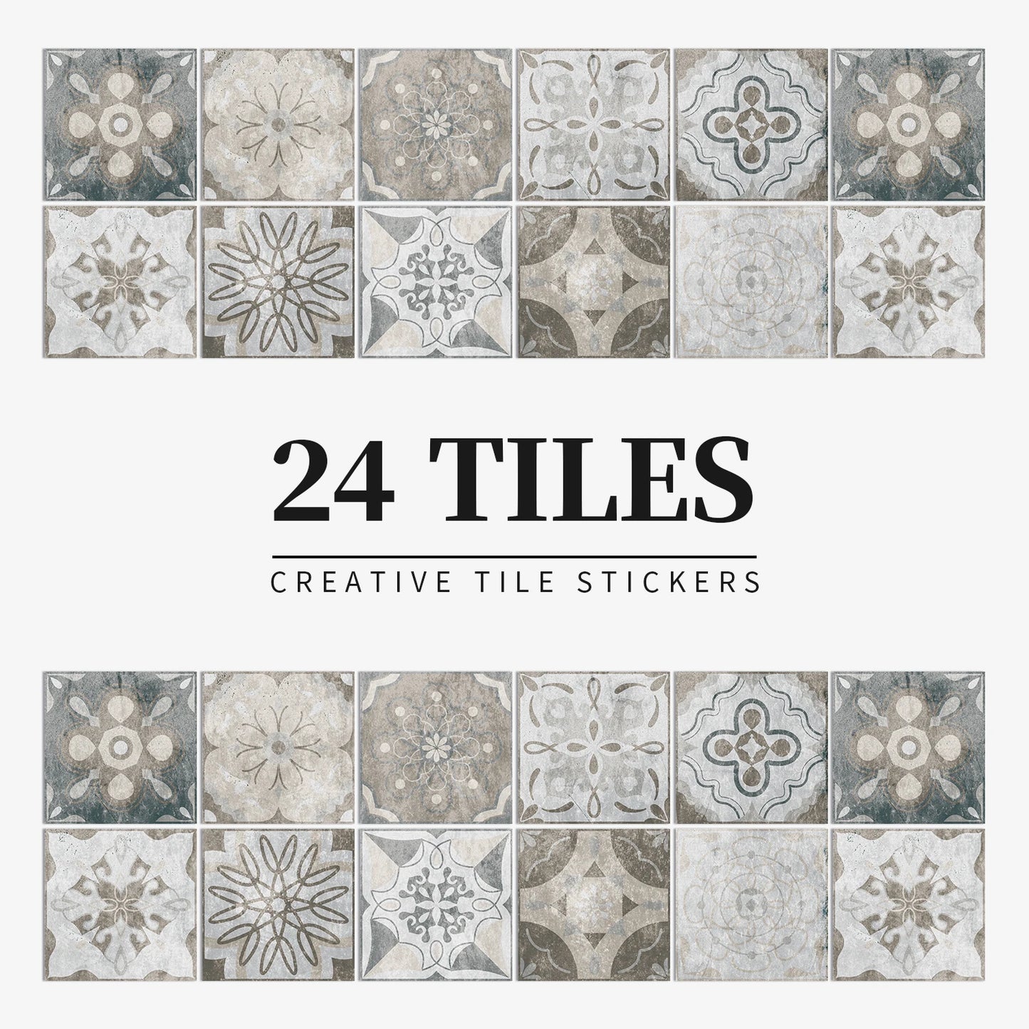 24pcs Mandala Retro Self-Adhesive Tile Stickers