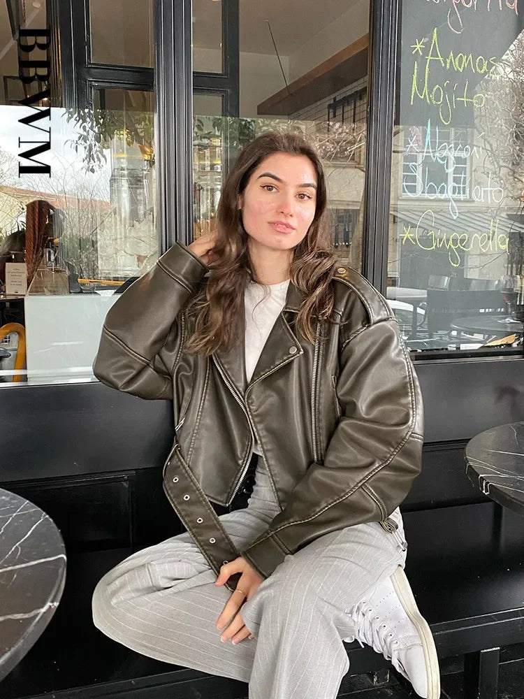 Vintage Oversized Faux Leather Jacket