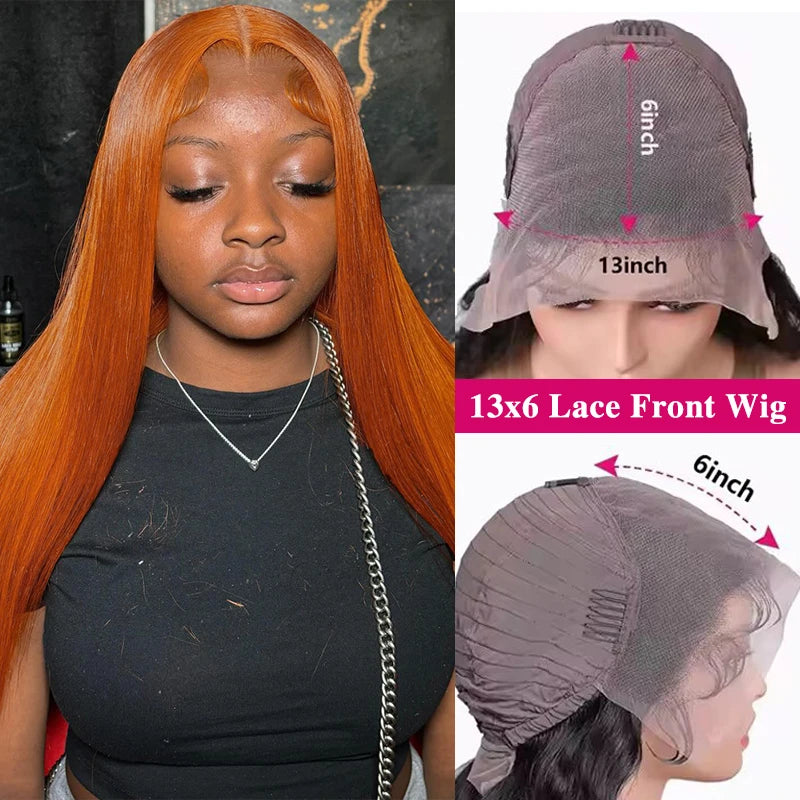 Orange Ginger Straight Lace Wig