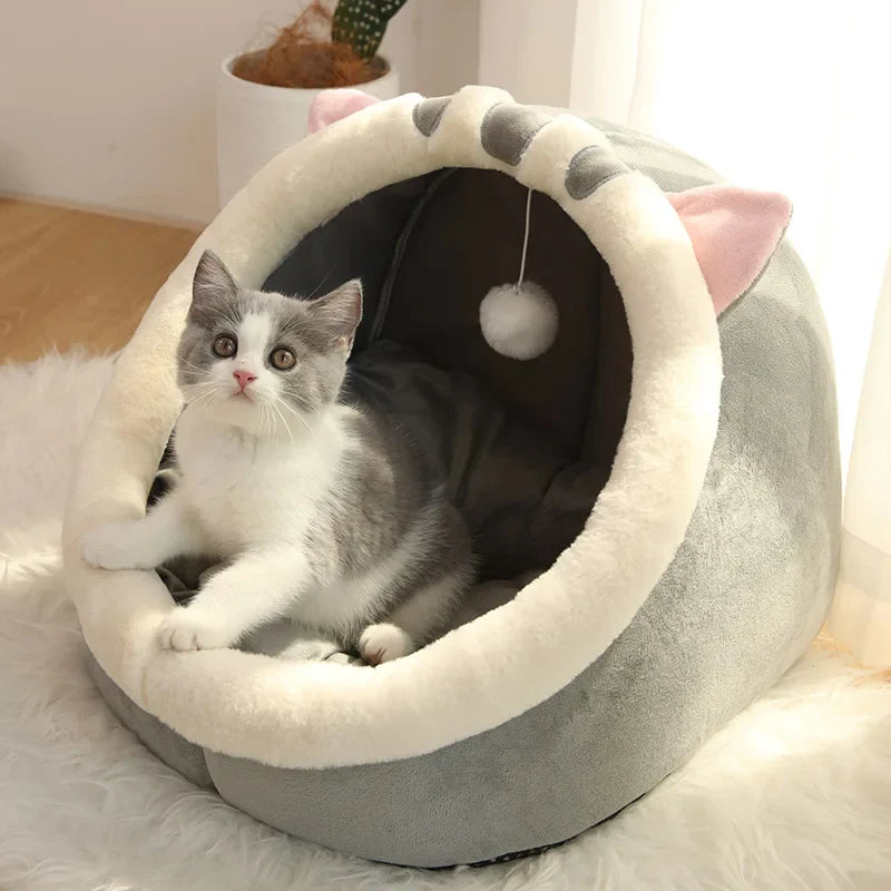 Cozy Foldable Cartoon Cat Bed