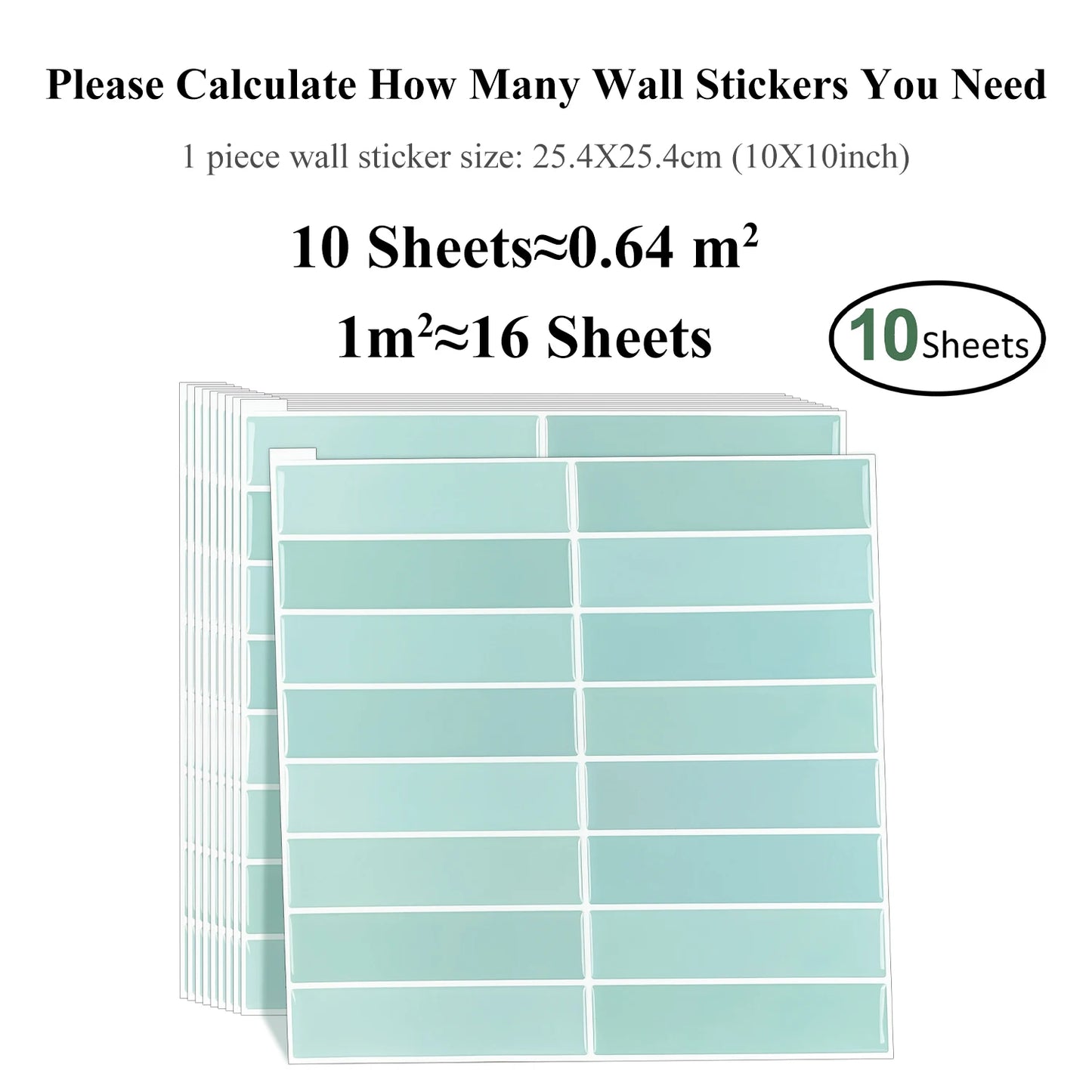 10pcs Waterproof Peel & Stick Wall Tiles