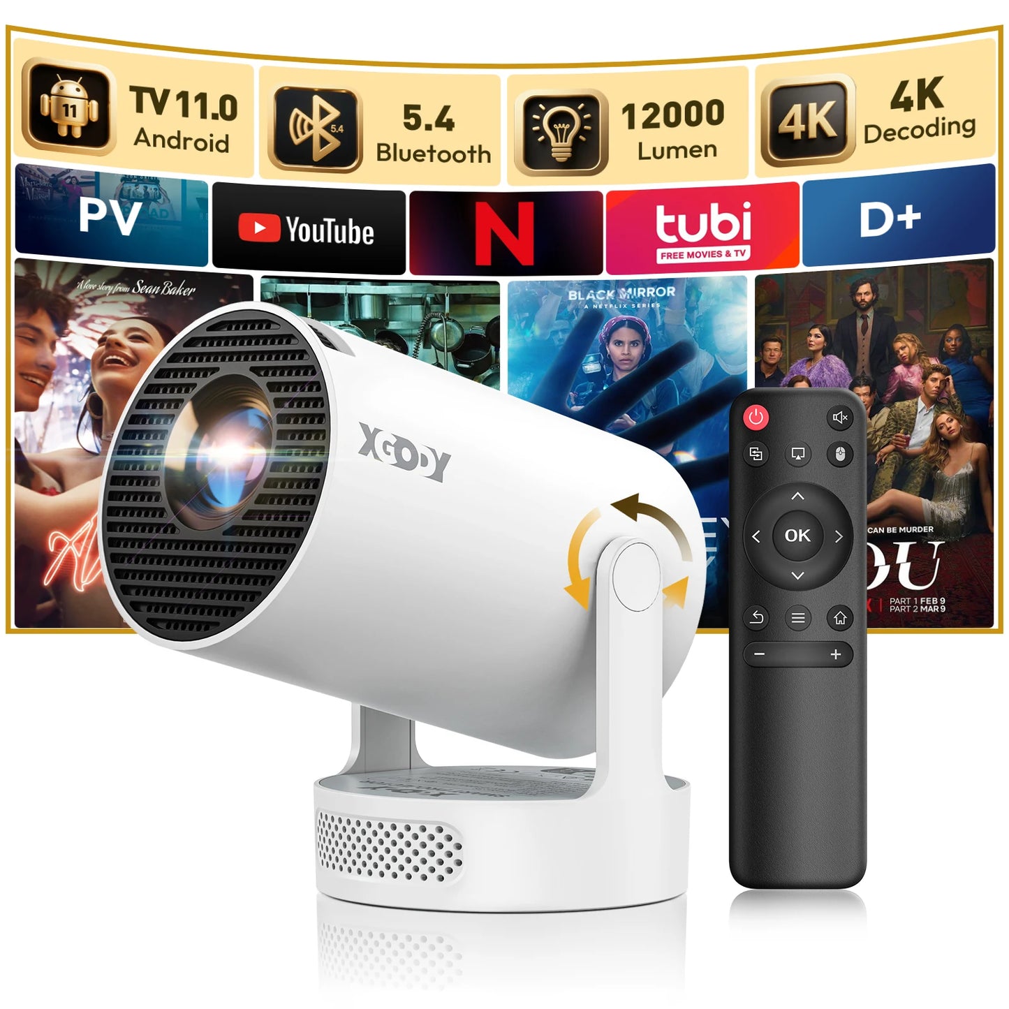 XGODY 4K LED Home Projector