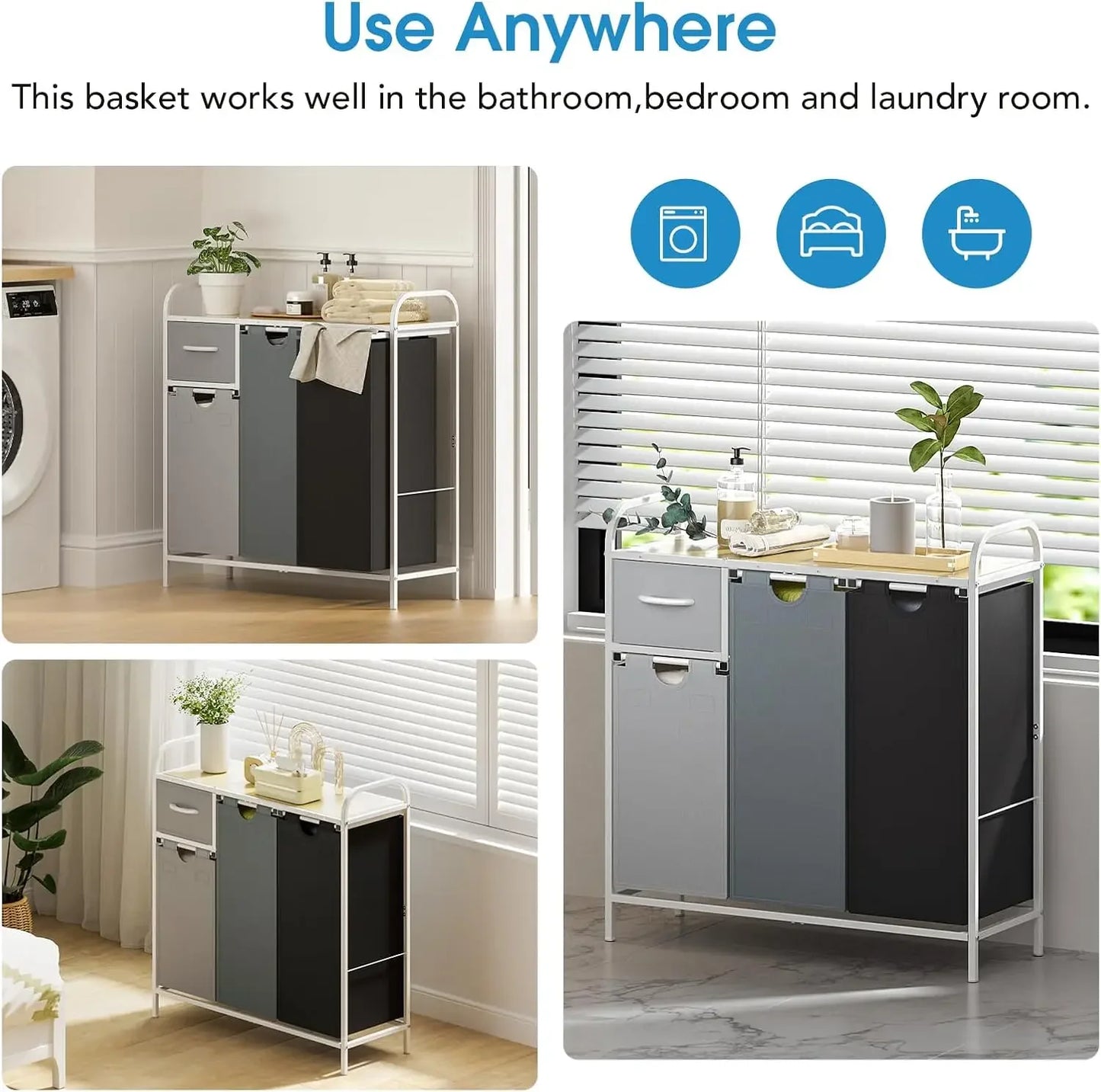 3-Section Laundry Sorter Basket