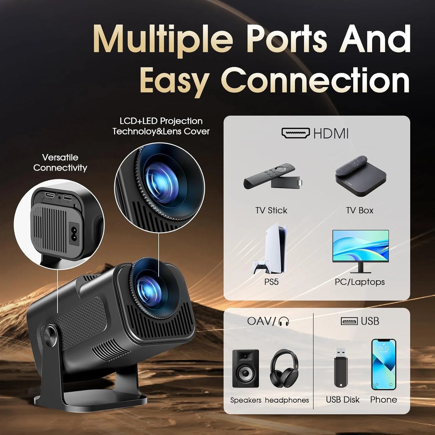 KaiAqua HY320 Portable Projector