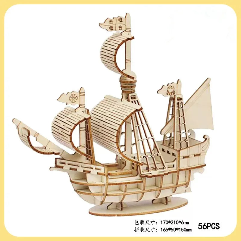 3D Wooden Sailboat Puzzle Model