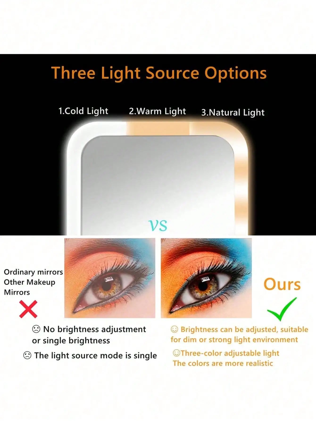 Folding LED Makeup Mirror