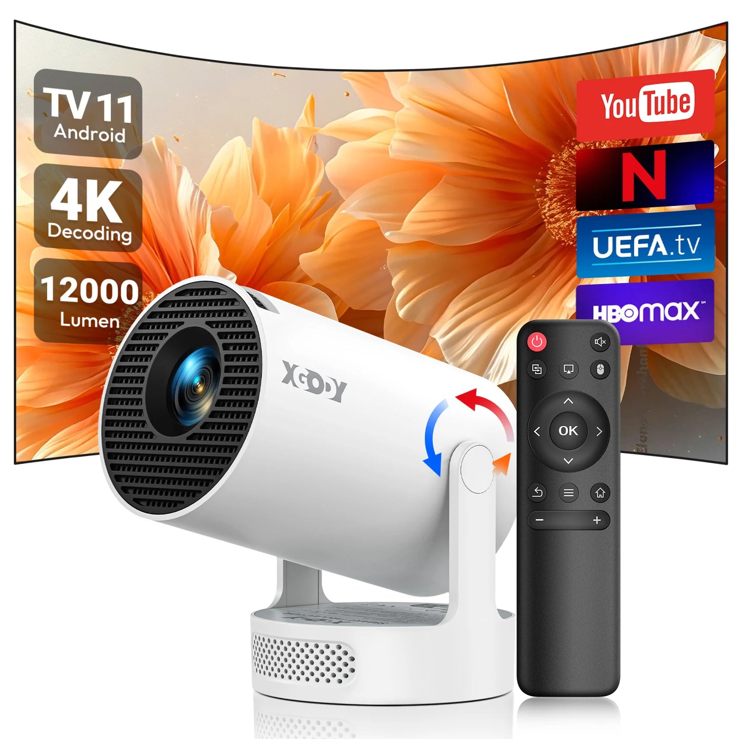 XGODY 4K LED Home Projector