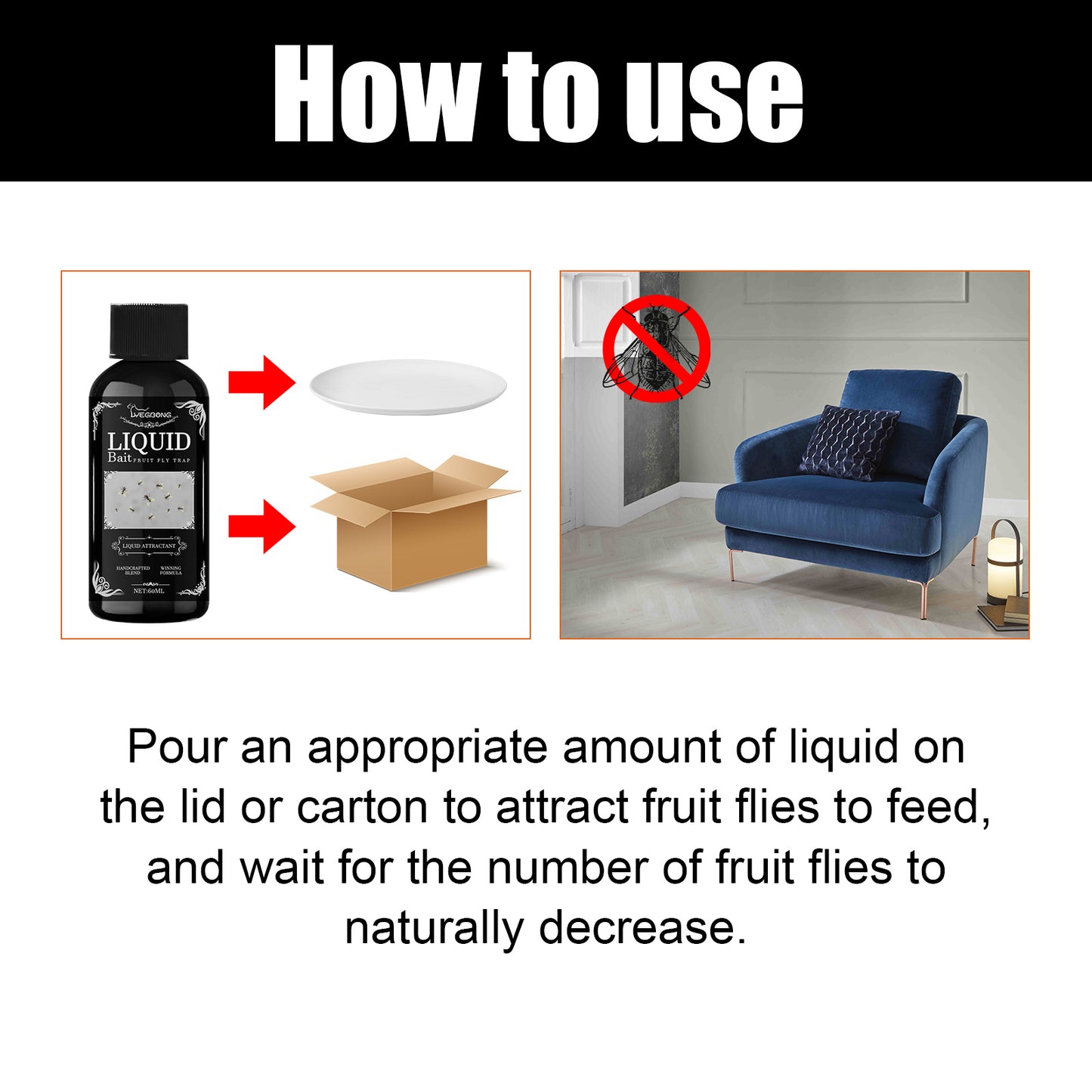 Fruit fly trap bait, Fly trap solution for kitchen, Mosquito and fly bait supplement