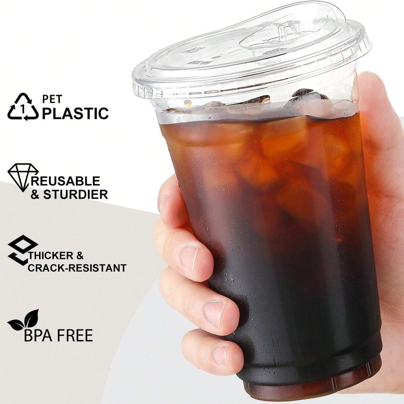 Clear PET Plastic Cups with Lids