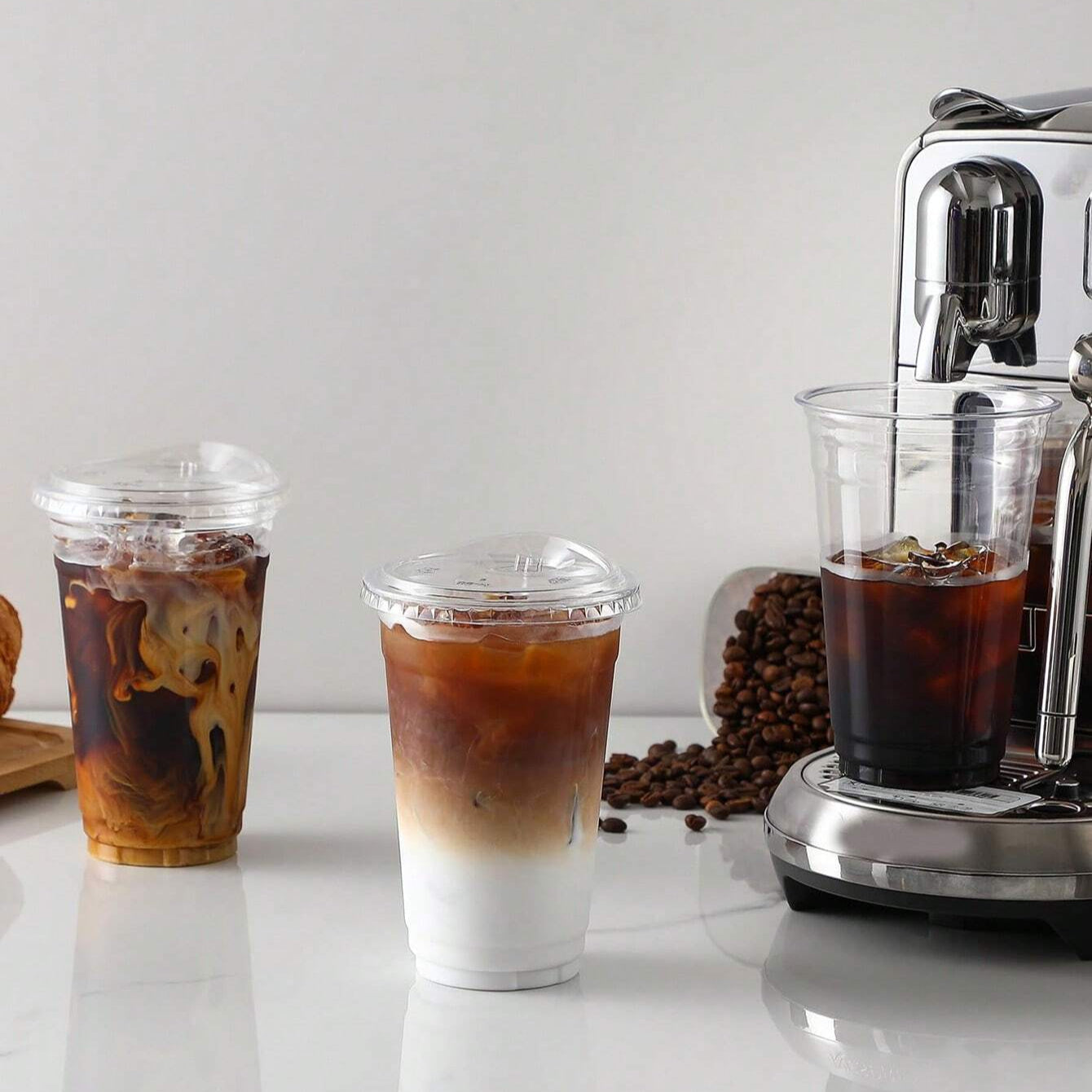 Clear PET Plastic Cups with Lids