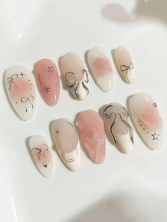 Pink Almond 3D Pressed Nails