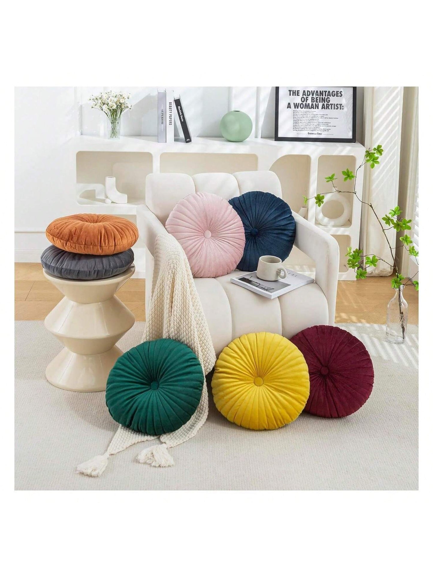 Pleated Round Throw Pillow