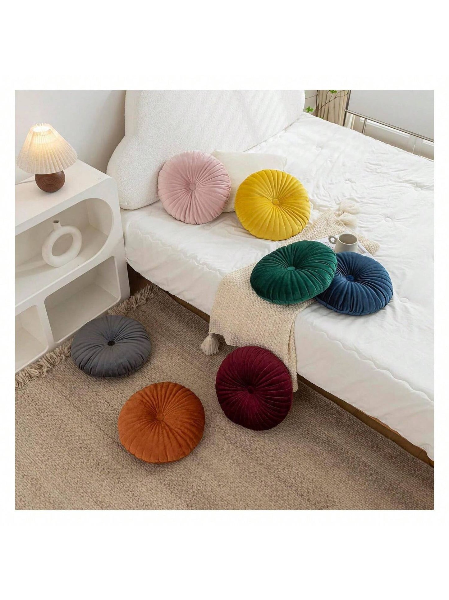 Pleated Round Throw Pillow