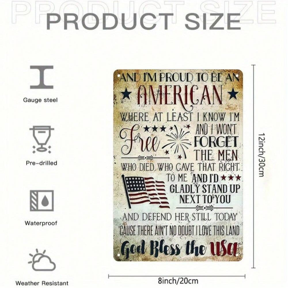 God Bless USA Tin Sign