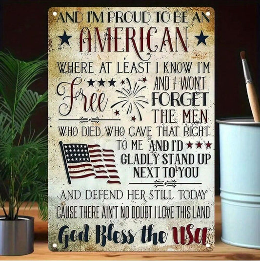 God Bless USA Tin Sign