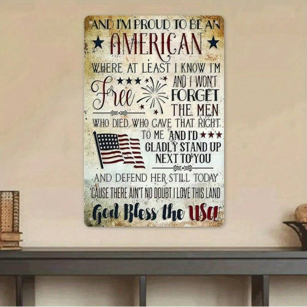 God Bless USA Tin Sign