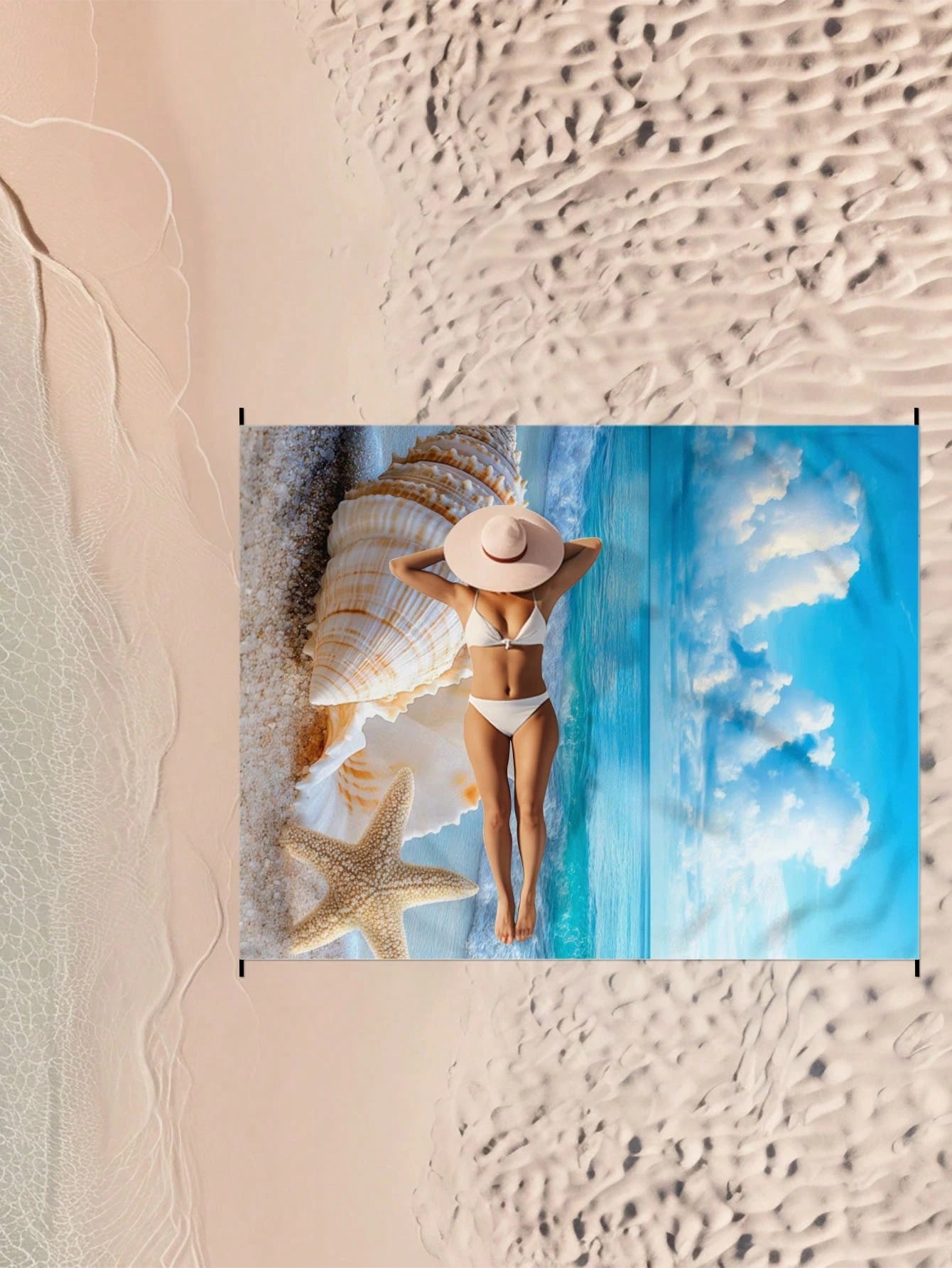 Oversized Starfish Striped Beach Blanket