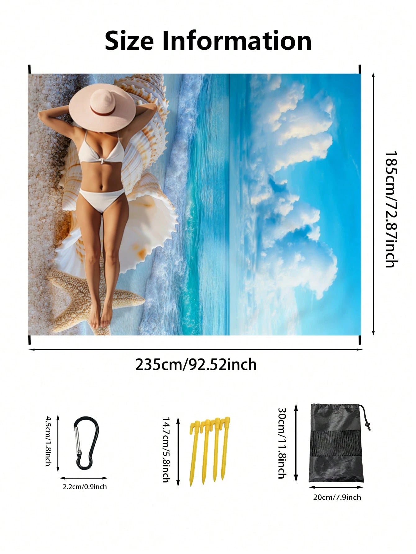 Oversized Starfish Striped Beach Blanket