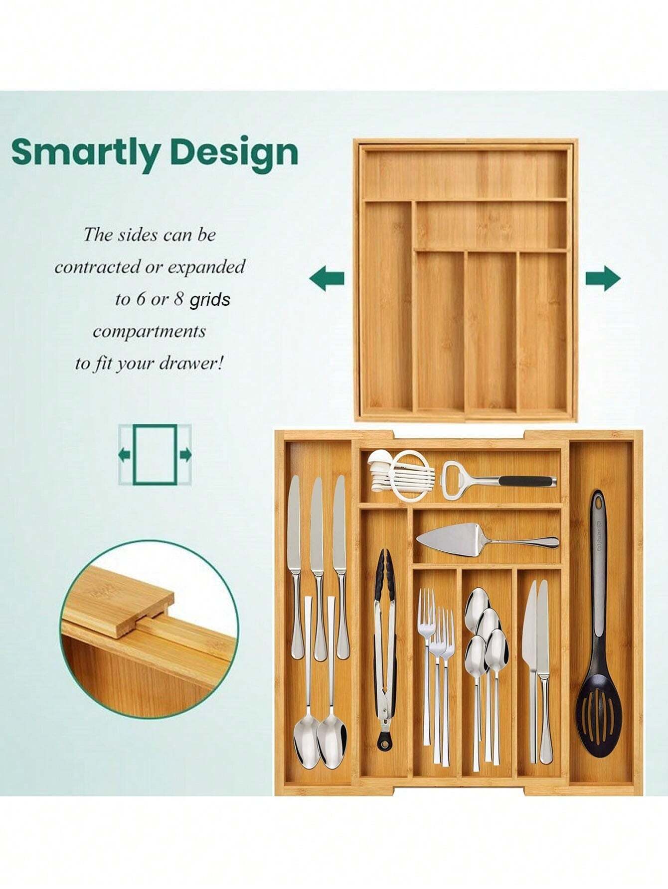 Adjustable Bamboo Drawer Organizer