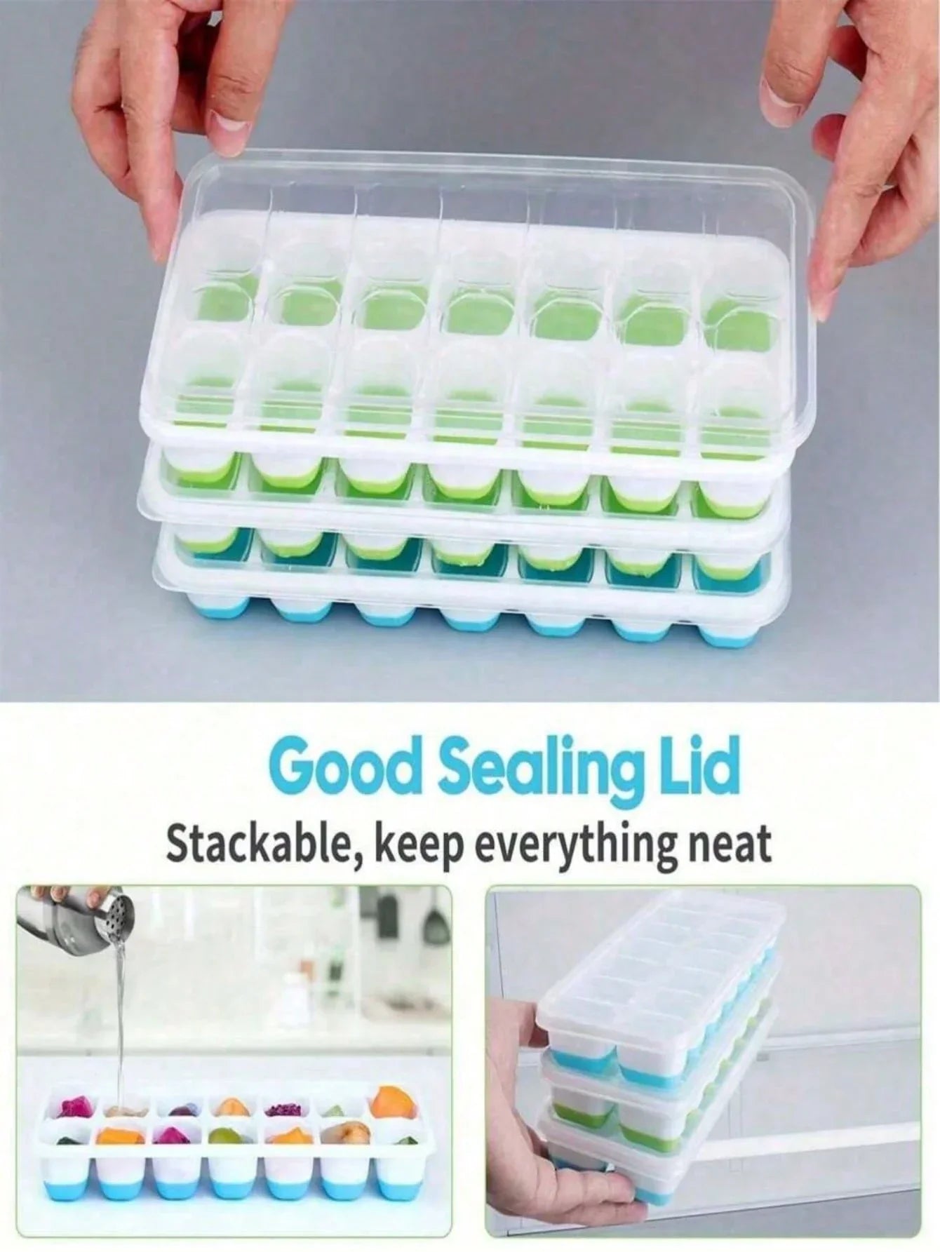 Silicone Ice Cube Tray with Lid