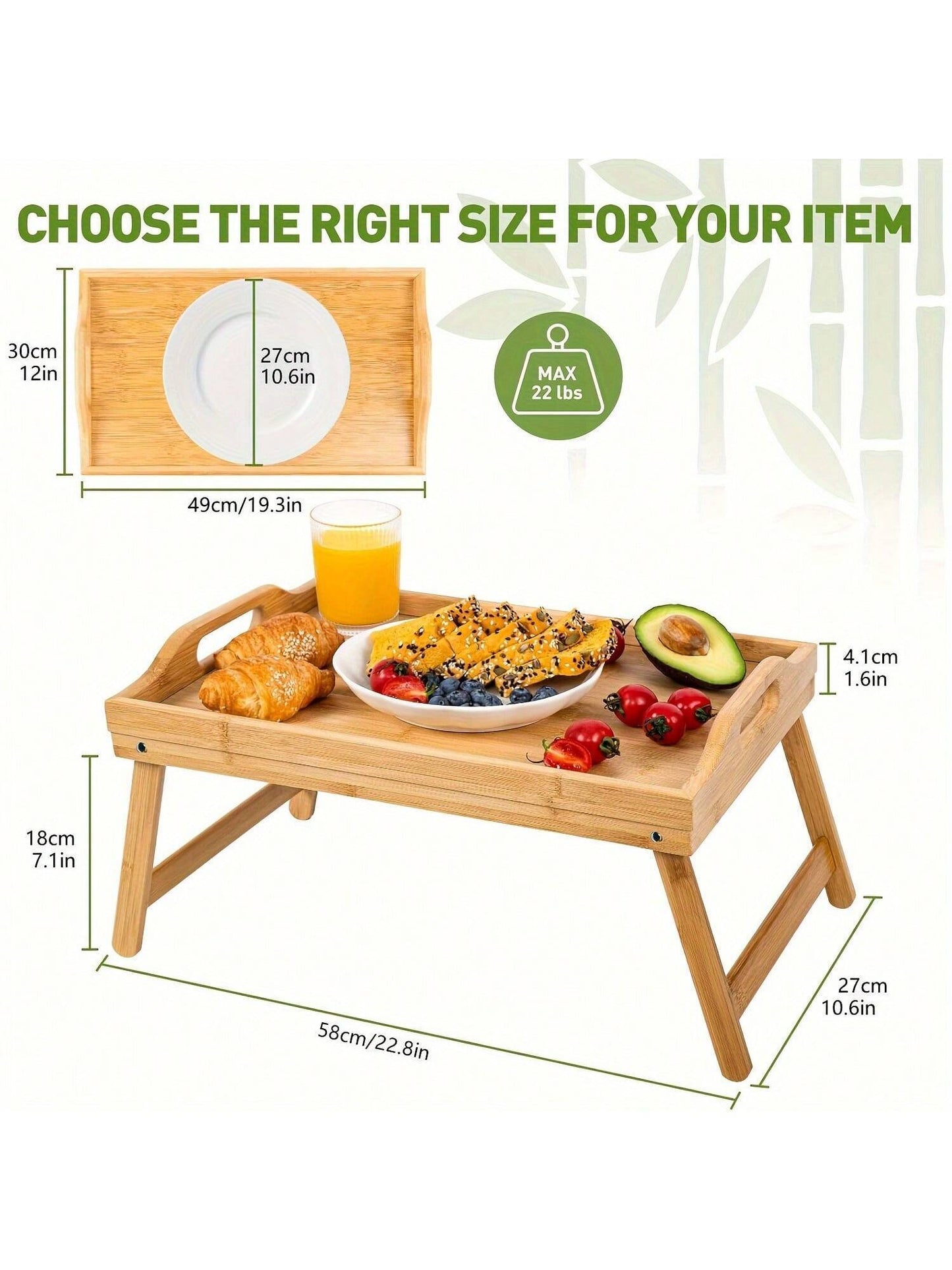 2pcs Foldable Bamboo Bed Trays