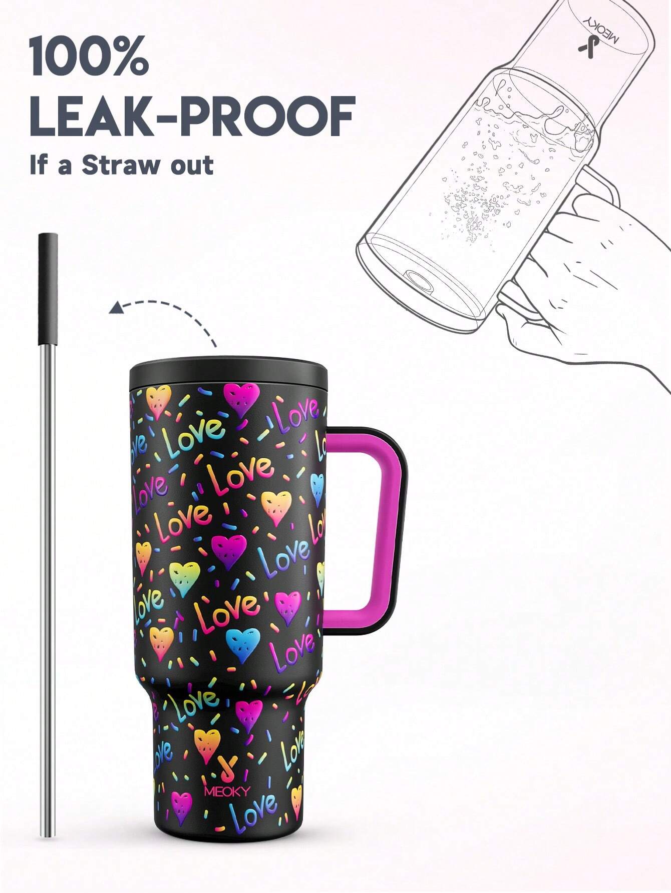 Meoky 40oz Stainless Steel Travel Tumbler