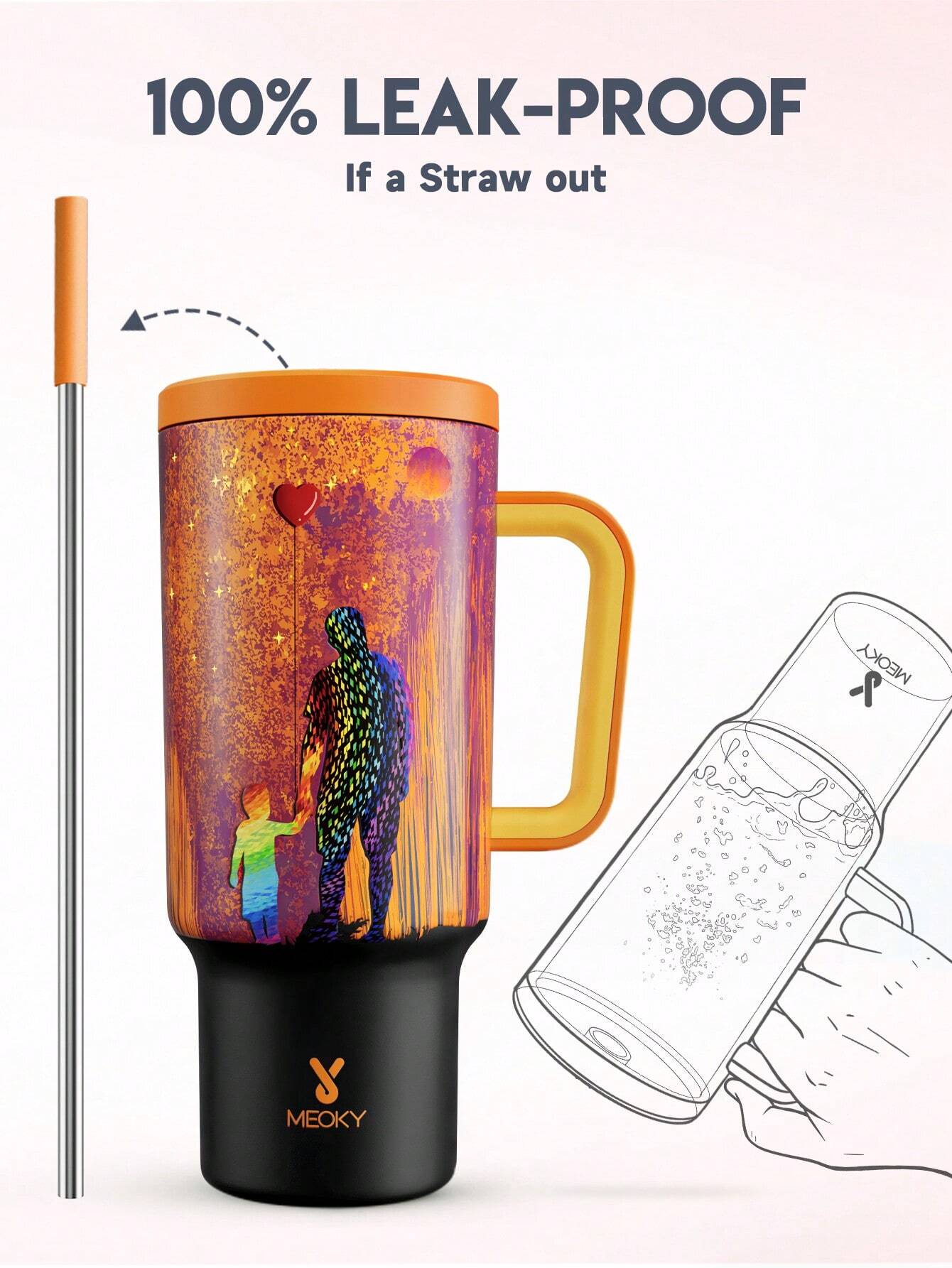 Meoky 40oz Insulated Tumbler Straw