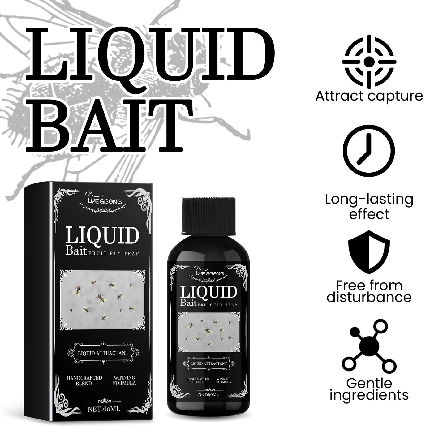 Fruit fly trap bait, Fly trap solution for kitchen, Mosquito and fly bait supplement